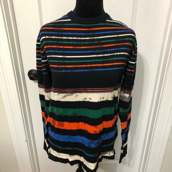 Desigual Men’s Black Striped Long Sleeve Sweater Size Small Slim Fit NWT - Picture 4 of 10